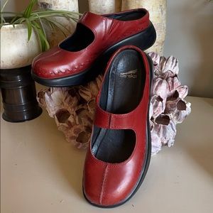 Dansko red leather clogs